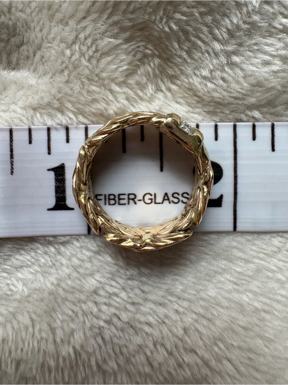 Atasay Kuyumculuk 14K Yellow Gold Byzantine Diamond 7mm Band Ring 3.5g